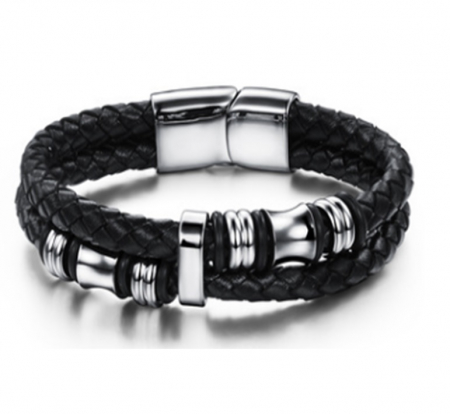 Bratara piele naturala cu elemente si inchizatoare din inox [8]