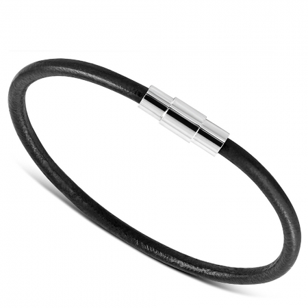 Bratara piele neagra si incuietoare magnetica din inox [0]