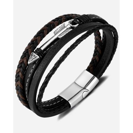 Bratara piele neagra si maro cu sageata din inox – Simbol al directiei si determinarii [14]