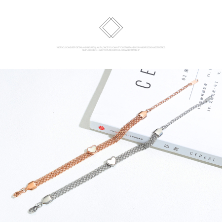 Bratara plasa inox aurie cu inimioara – Rafinament si feminitate moderna [9]