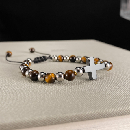 Bratara reglabila cu Ochi de Tigru si Cruce Neagra – Protectie si Echilibru [5]