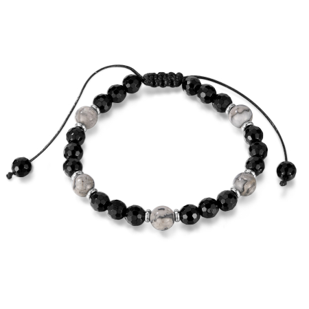 Bratara reglabila cu Onix si Howlit – Echilibru si Protectie Energetica