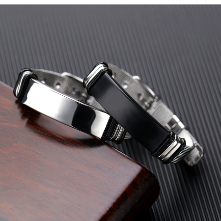 Bratara reglabila din inox cu placuta neagra [1]