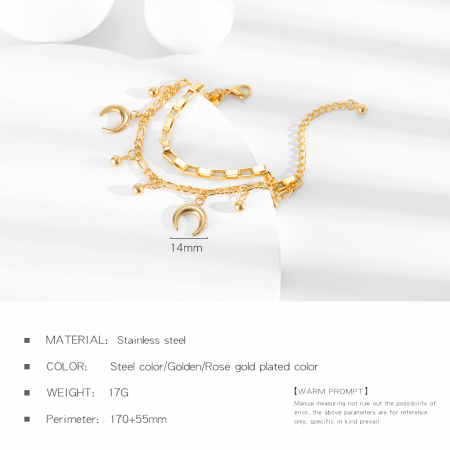 Bratara reglabila dubla din inox cu semiluna si bilute [1]