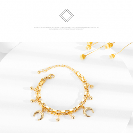 Bratara reglabila dubla din inox cu semiluna si bilute [3]