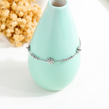 Bratara reglabila inox cu flori [4]