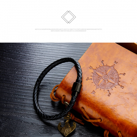 Bratara simpla din piele impletita si inox [2]