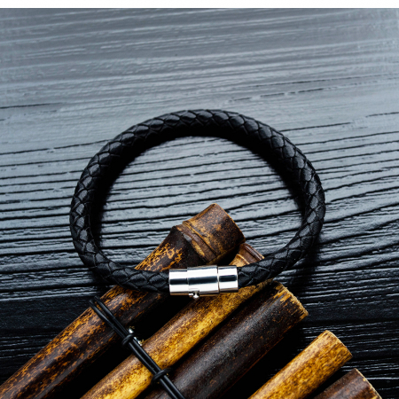 Bratara simpla din piele naturala si inox [10]