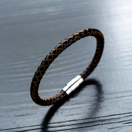 Bratara simpla din piele naturala si inox [2]