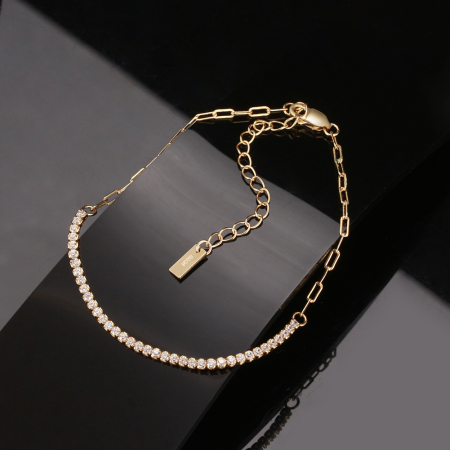 Bratara tennis argint 925 placata cu aur 14K cu zirconiu [2]