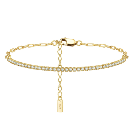 Bratara tennis argint 925 placata cu aur 14K cu zirconiu