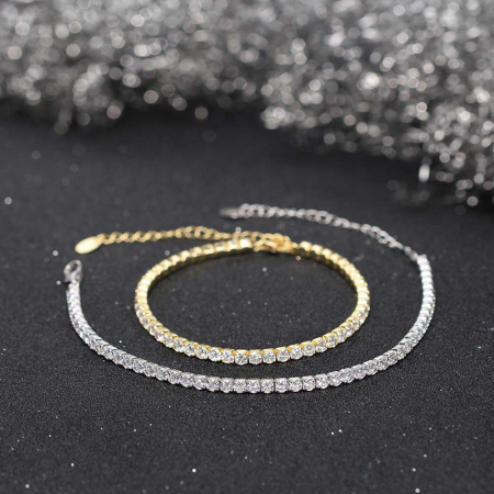 Bratara tennis argint 925 placata cu aur 14K cu zirconiu [4]