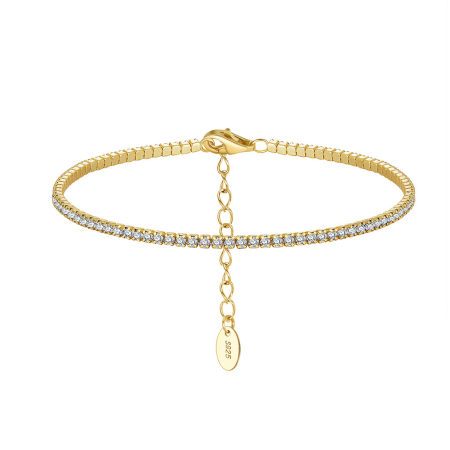 Bratara tennis argint 925 placata cu aur 14K cu zirconiu