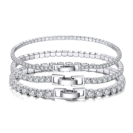 Bratara tennis argint 925 placata cu aur 14K cu zirconiu 16,5 cm [4]