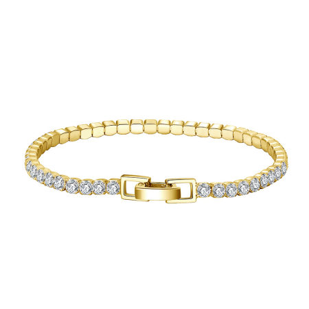 Bratara tennis argint 925 placata cu aur 14K cu zirconiu 19 cm
