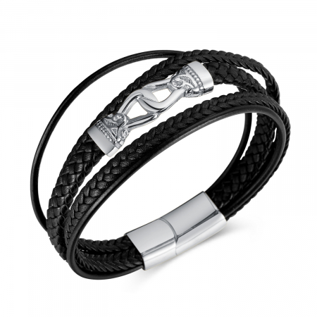 Bratara Trend inox si piele impletita