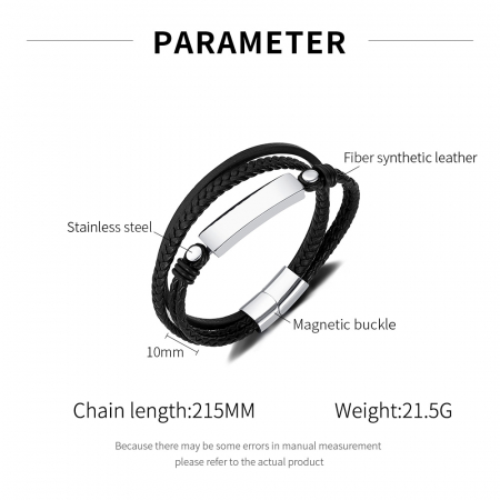 Bratara tripla inox si piele impletita [9]