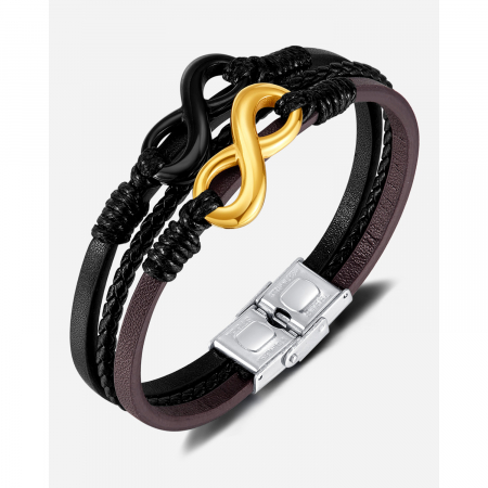 Bratara tripla inox si piele Infinity [14]