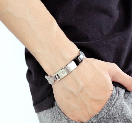 Bratara Unisex din inox 12 mm, cu zirconiu [2]