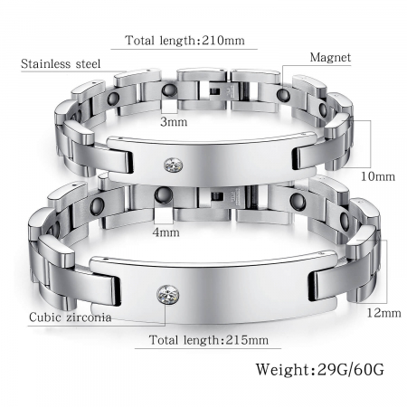 Bratara Unisex din inox 12 mm, cu zirconiu [3]