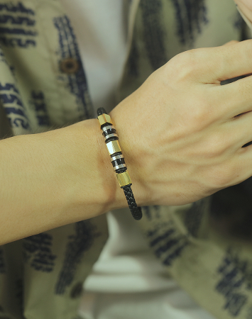 Bratara Young din inox si piele neagra [1]