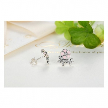 Cercei argint 925 cu floricele si zirconii albe - Be Nature EST0001 [2]