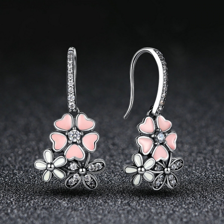 Cercei argint 925 cu floricele si zirconii albe - Be Nature EST0003 [1]