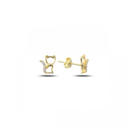 Cercei argint 925 cu pisicute, placati cu aur - ETU0123 [0]