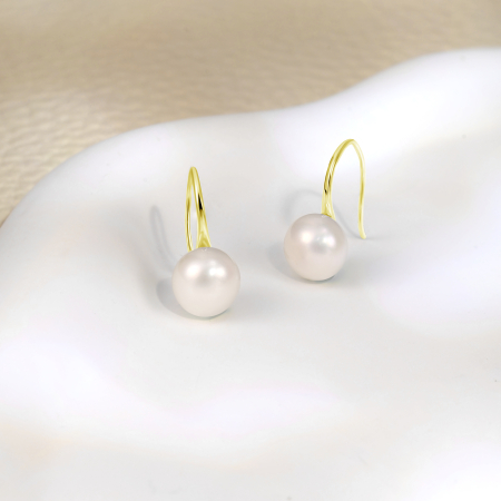 Cercei argint 925 placati cu aur 14 k cu perle naturale [2]