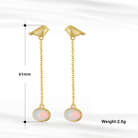 Cercei argint 925 placati cu aur 14K cu opal natural [1]