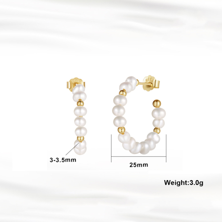 Cercei argint 925 placati cu aur 14K cu perle naturale [4]