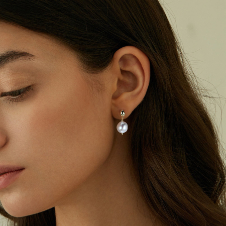 Cercei argint 925 placati cu aur 14K cu perle naturale [1]