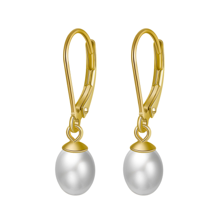 Cercei argint 925 placati cu aur 14K cu perle naturale