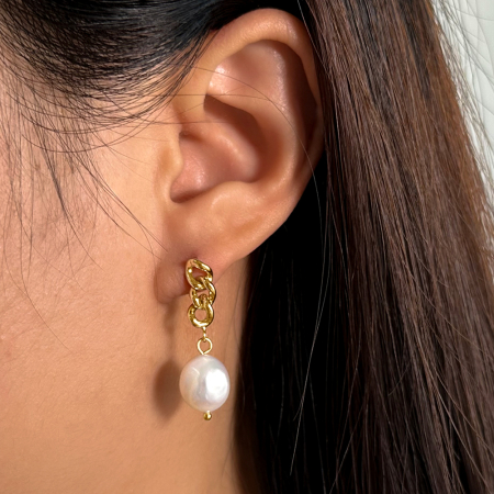 Cercei argint 925 placati cu aur 14K cu perle naturale [5]