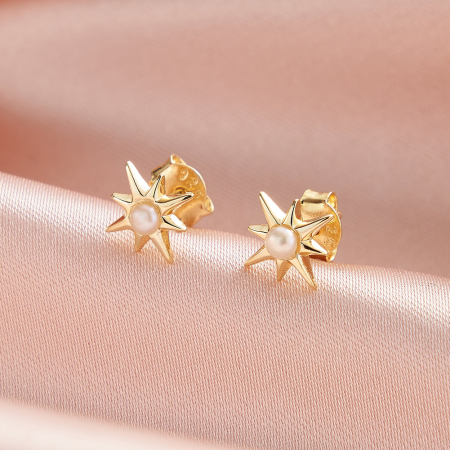 Cercei argint 925 placati cu aur 14K cu perle naturale [2]