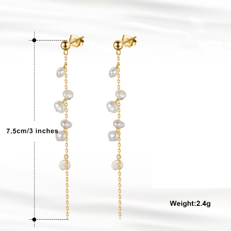Cercei argint 925 placati cu aur 14K cu perle naturale [2]