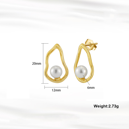 Cercei argint 925 placati cu aur 14K cu perle naturale [3]