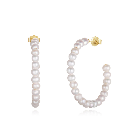 Cercei argint 925 placati cu aur 14K cu perle naturale