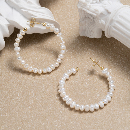 Cercei argint 925 placati cu aur 14K cu perle naturale [2]