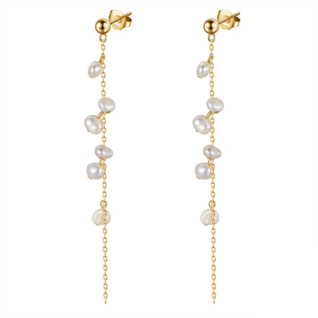 Cercei argint 925 placati cu aur 14K cu perle naturale