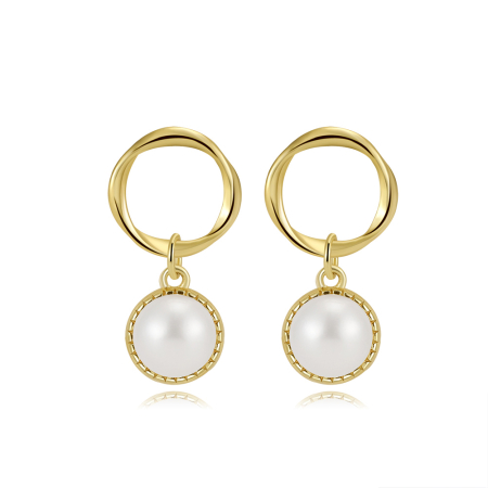 Cercei argint 925 placati cu aur 14K cu perle naturale