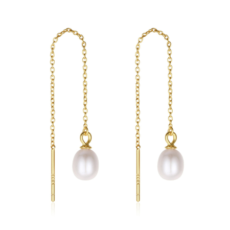 Cercei argint 925 placati cu aur 14K cu perle naturale