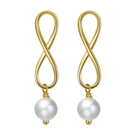 Cercei argint 925 placati cu aur 14K cu perle naturale