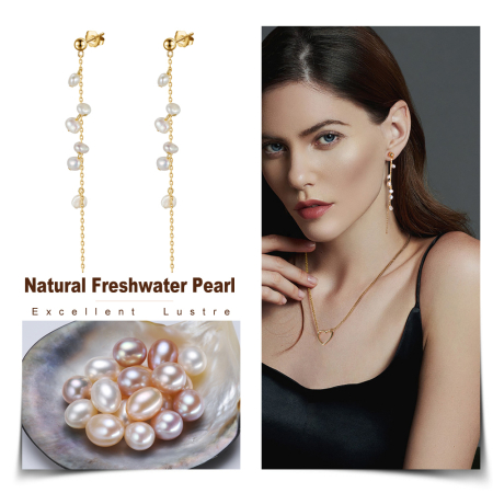 Cercei argint 925 placati cu aur 14K cu perle naturale [4]