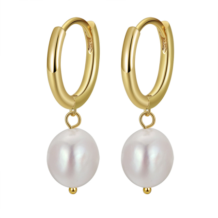 Cercei argint 925 placati cu aur 14K cu perle naturale