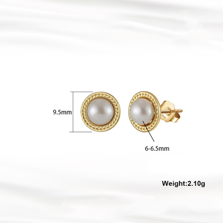 Cercei argint 925 placati cu aur 14K cu perle naturale [4]