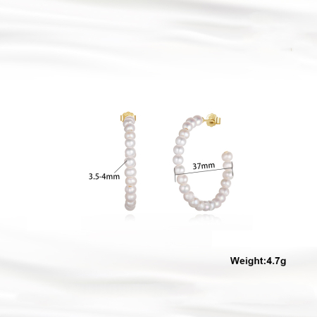 Cercei argint 925 placati cu aur 14K cu perle naturale [4]