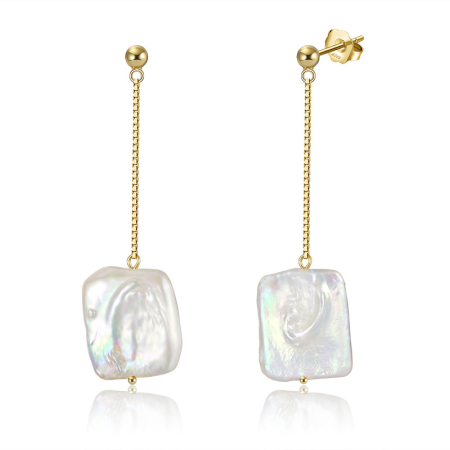Cercei argint 925 placati cu aur 14K cu perle naturale