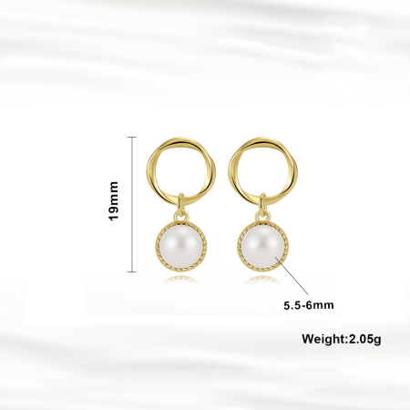 Cercei argint 925 placati cu aur 14K cu perle naturale [3]
