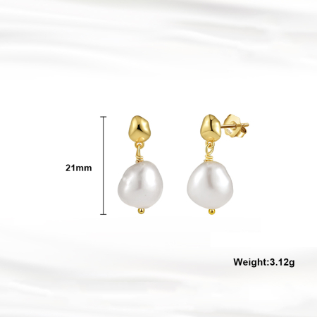 Cercei argint 925 placati cu aur 14K cu perle naturale [4]